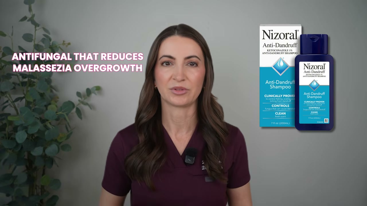 @draleksandrabrown reviewing Nizoral Anti-Dandruff Shampoo at 03:22 in a YouTube Shorts video