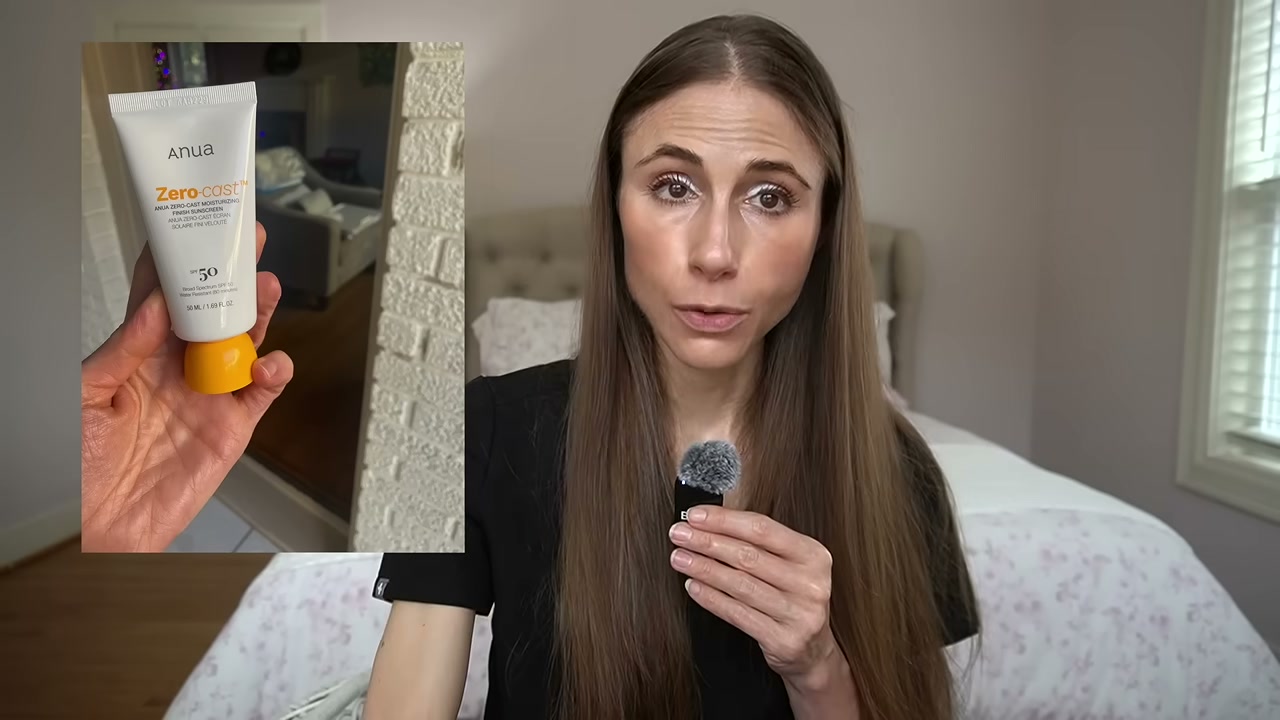 @drdrayzday reviewing Anua Zero-Cast Moisturizing Sunscreen SPF 50 at 12:07 in a YouTube Shorts video
