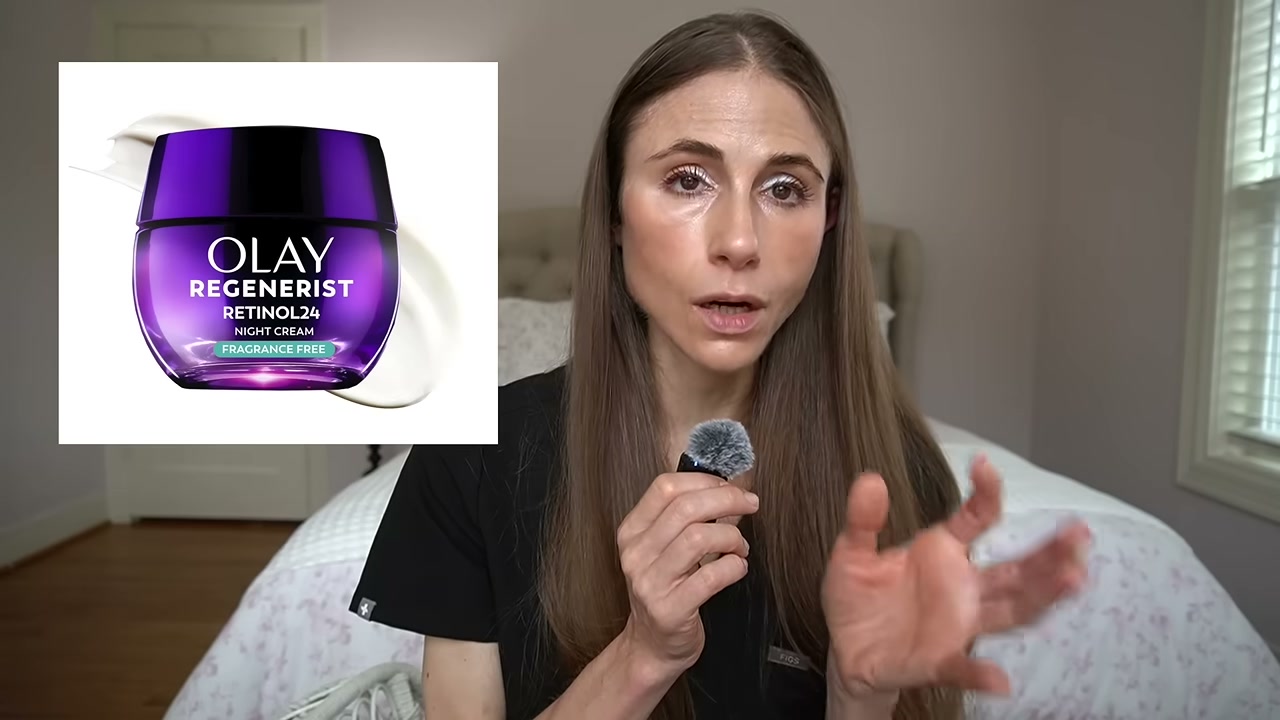 @drdrayzday reviewing Olay Retinol Night Cream Fragrance-Free at 10:52 in a YouTube Shorts video