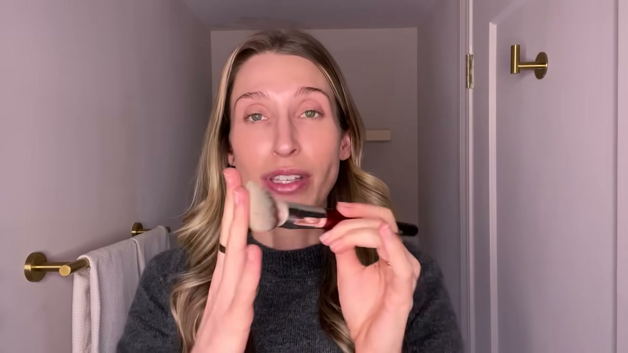 @drsamellis reviewing BK Beauty 101 Contoured Foundation Brush at 04:52 in a YouTube Shorts video