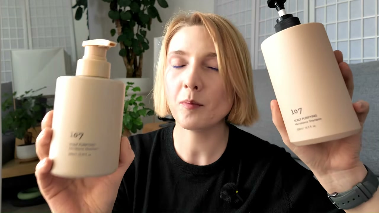 @editbyekat reviewing 107 Beauty Scalp Purifying Microbiome Shampoo at 53:03 in a YouTube Shorts video