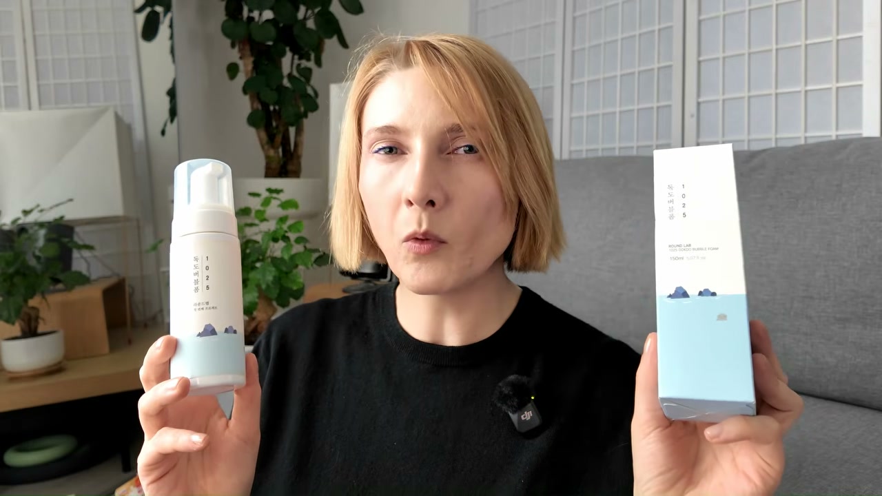 @editbyekat reviewing Round Lab 1025 Dokdo Bubble Foam at 05:30 in a YouTube Shorts video