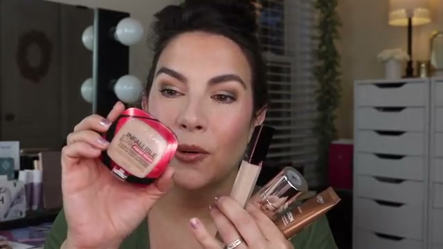 @emilynoel83 reviewing L'Oréal Paris Infallible Up to 24H Fresh Wear Foundation in a Powder at 16:17 in a YouTube Shorts video
