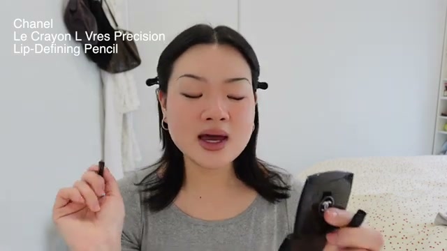 @estherdaze reviewing CHANEL Le Crayon Lèvres Precision Lip-Defining Pencil at 05:32 in a YouTube Shorts video