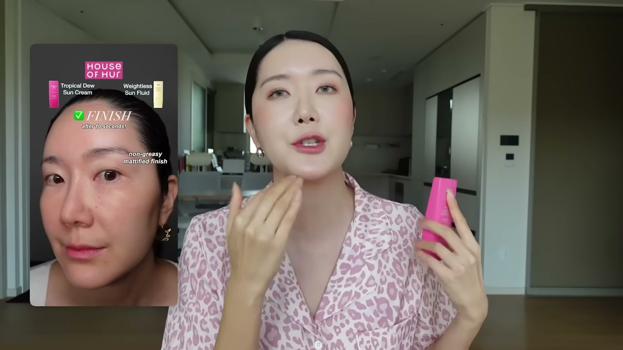 @euniunni reviewing House of HUR Tropical Dew Sun Cream Spf50+ Pa++++ at 08:02 in a YouTube Shorts video