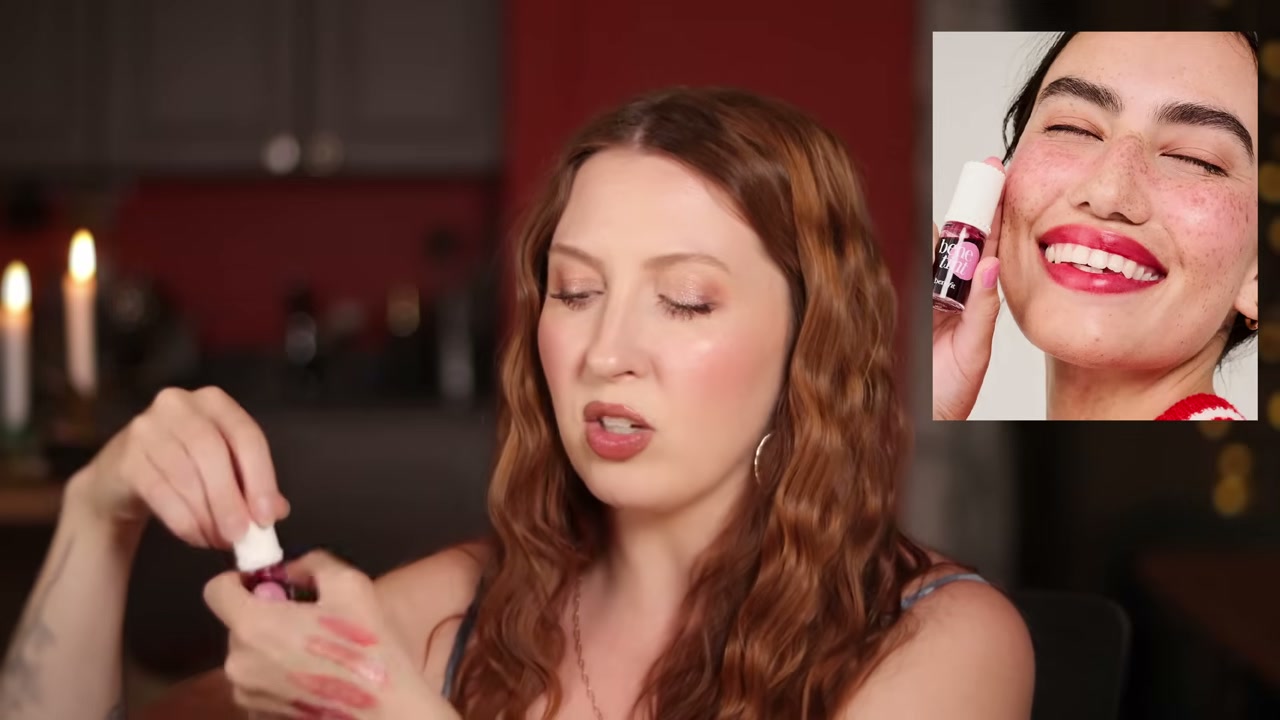 @evangelinemolly reviewing Benefit Cosmetics Benetint at 39:56 in a YouTube Shorts video