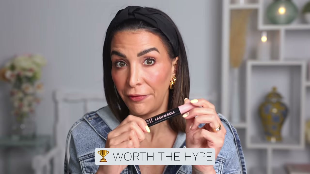 @glamgirlgabi reviewing e.l.f. Cosmetics Lash and Roll Mascara at 23:16 in a YouTube Shorts video