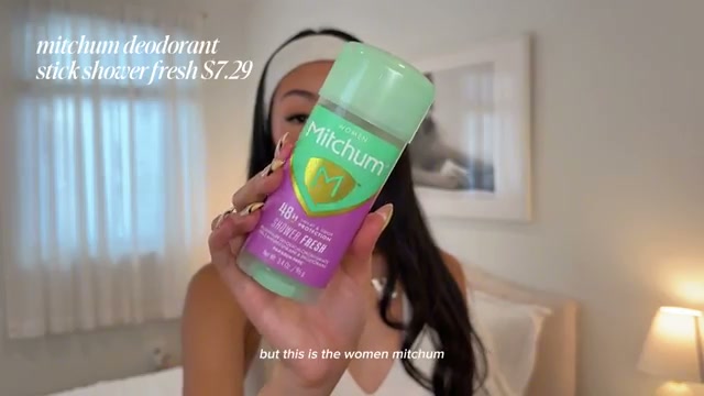 @itsbabykelz reviewing Mitchum Women 48 Hours Sweat and Odor Protection Antiperspirant Deodorant at 12:38 in a YouTube Shorts video