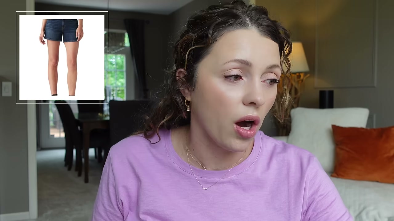 @itsjessicabraun reviewing Levi A-Line Denim Shorts at 03:58 in a YouTube Shorts video