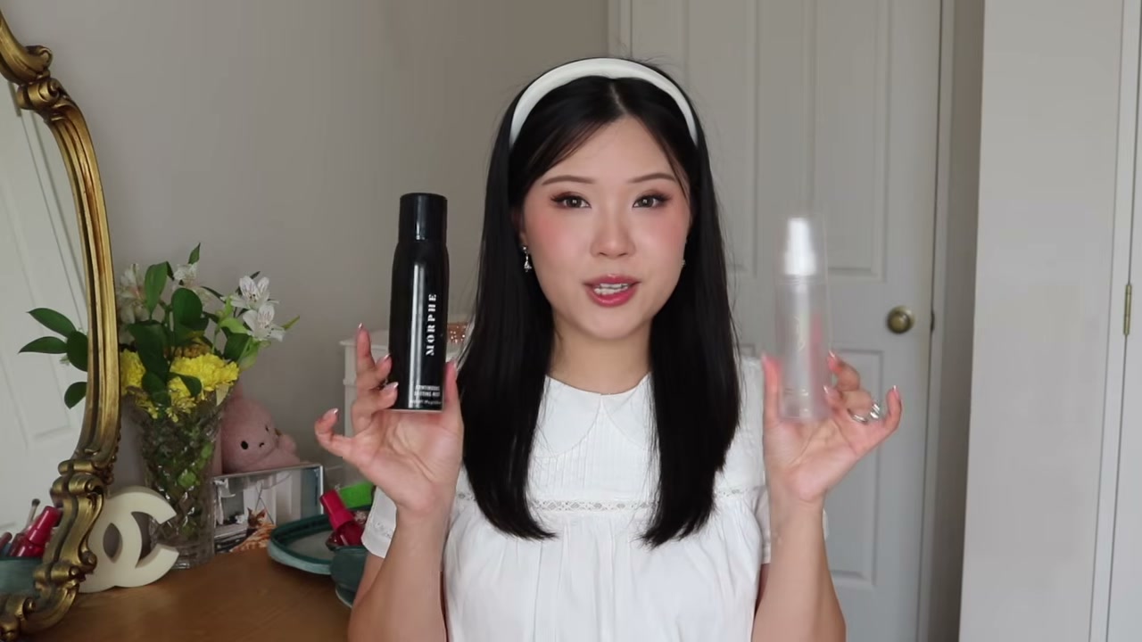 @j.uuuuudy reviewing EM Cosmetics Divine Water Perfecting Mist at 05:52 in a YouTube Shorts video