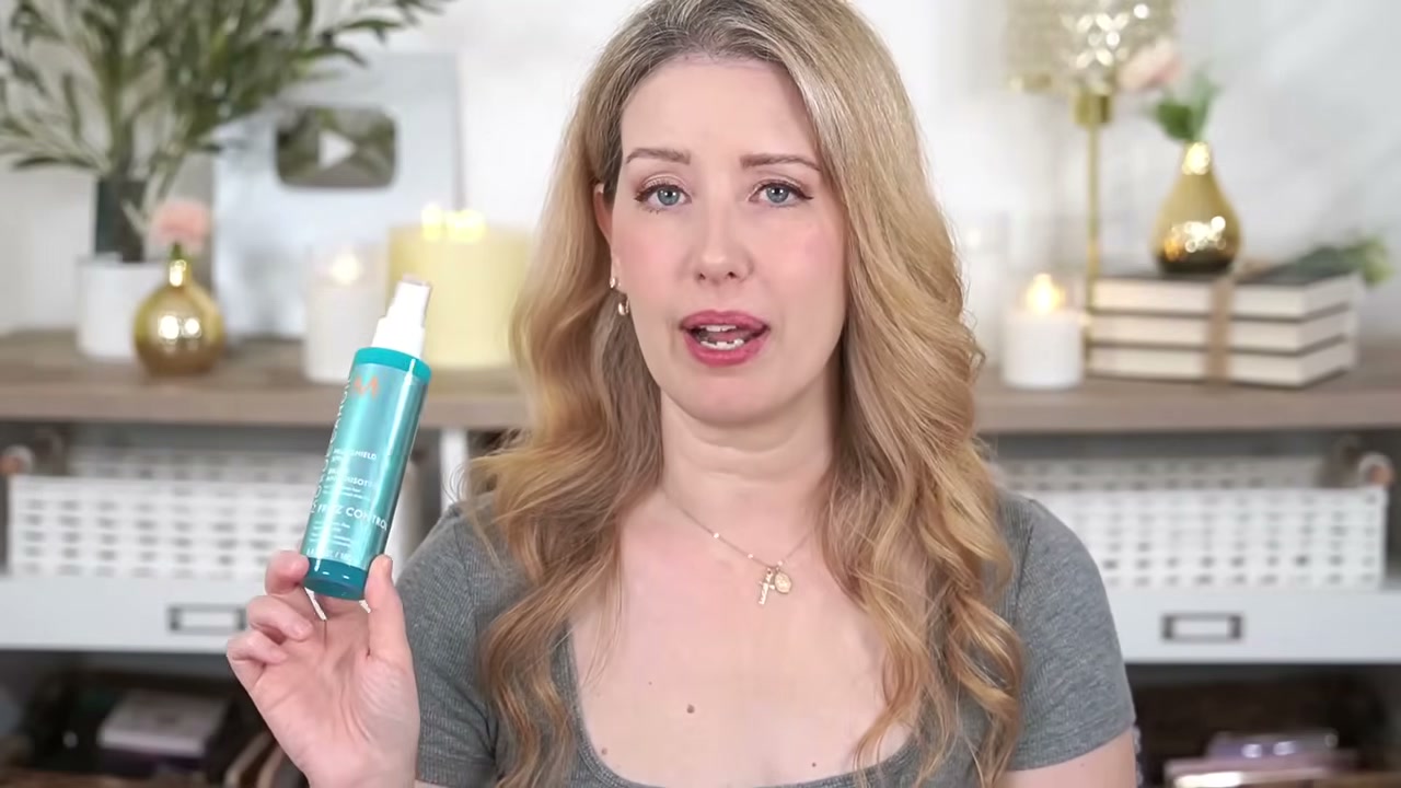 @jenphelps reviewing Moroccanoil Frizz Shield Spray at 27:14 in a YouTube Shorts video