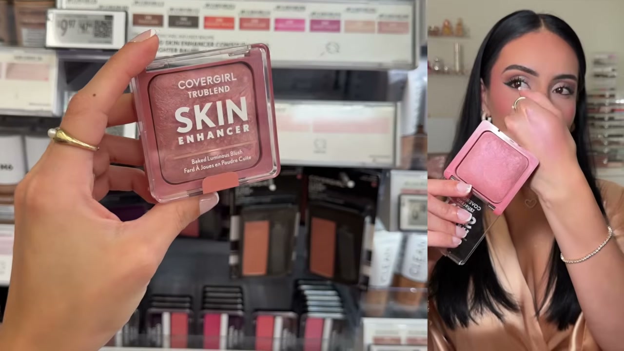 @juicyjas reviewing CoverGirl TruBlend Skin Enhancer Baked Luminous Blush at 13:22 in a YouTube Shorts video