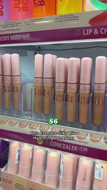 @juicyjas reviewing Essence Silky Blur Hydrating Longwear Concealer at 00:28 in a YouTube Shorts video