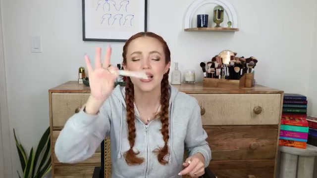 @kathleenlights reviewing Freck Makeout Club Nude Muse Lip Liner at 17:02 in a YouTube Shorts video