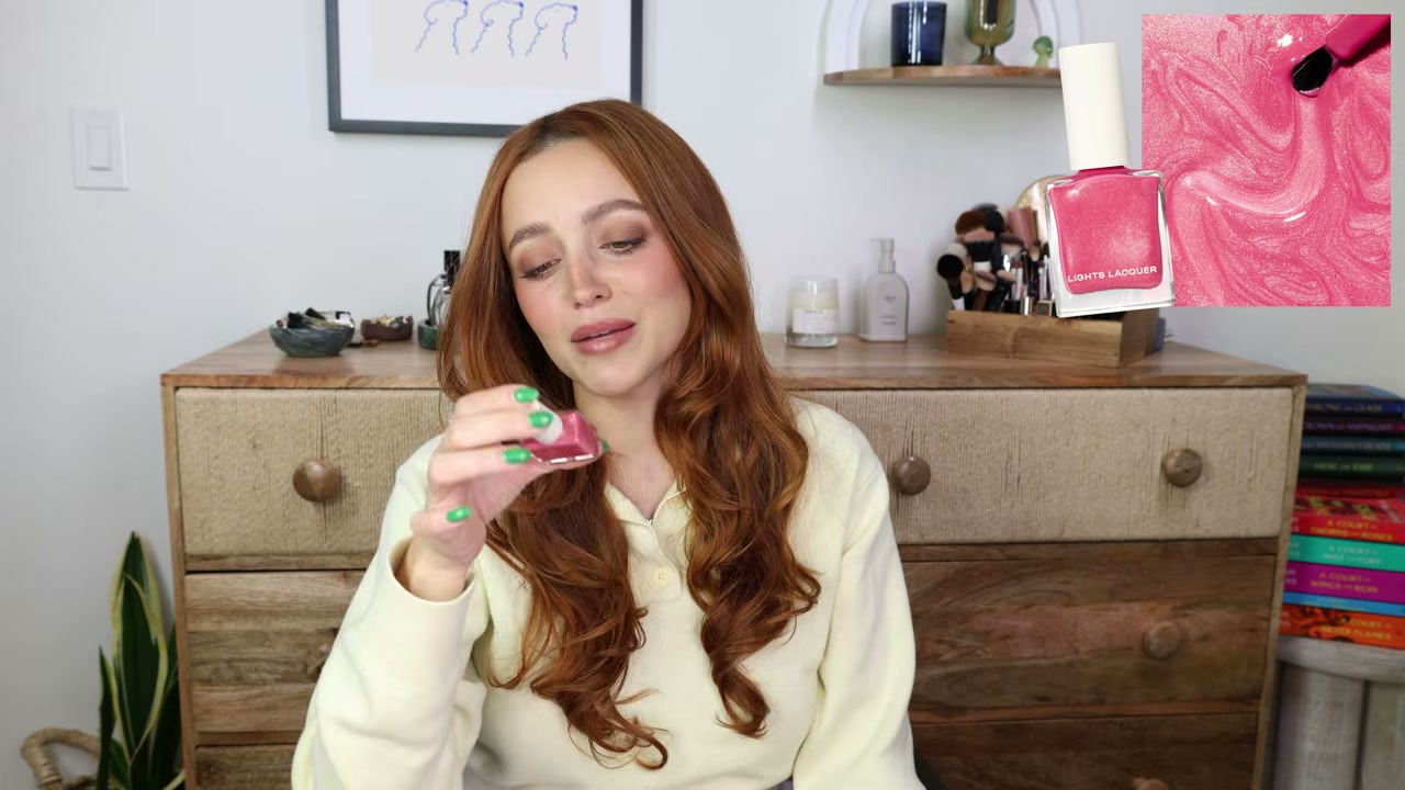 @kathleenlights reviewing Lights Lacquer Strawberry Picnic at 09:04 in a YouTube Shorts video