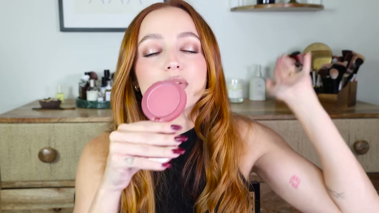 @kathleenlights reviewing Rare Beauty Soft Pinch Matte Bouncy Blush at 06:42 in a YouTube Shorts video