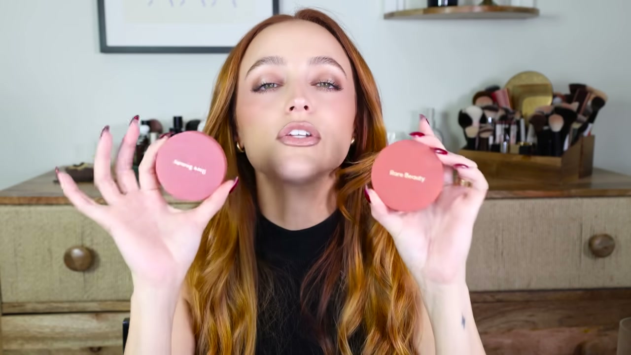 @kathleenlights reviewing Rare Beauty Soft Pinch Matte Bouncy Blush at 07:05 in a YouTube Shorts video