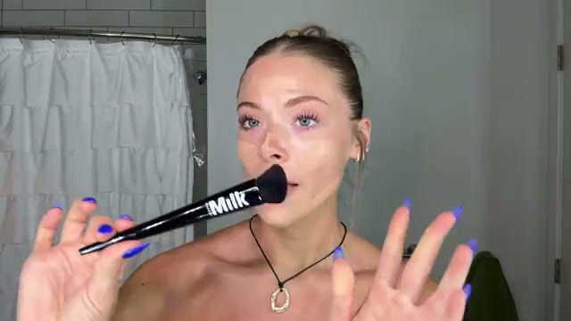 @kayla.ryan1 reviewing Milk Milk Makeup Blurring Foundation Brush at 01:08 in a YouTube Shorts video