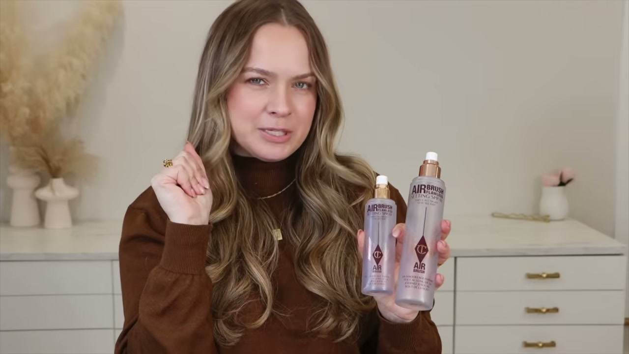 @kayleymelissa reviewing Pat Mcgrath Long Wear Blurring Setting Spray at 20:44 in a YouTube Shorts video