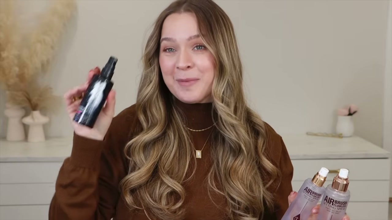 @kayleymelissa reviewing Skindinavia Bridal Finish Makeup Setting Spray at 21:23 in a YouTube Shorts video