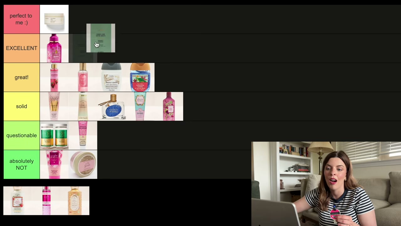 @laura.lavigne reviewing Bath & Body Works Dryer Sheets at 18:45 in a YouTube Shorts video