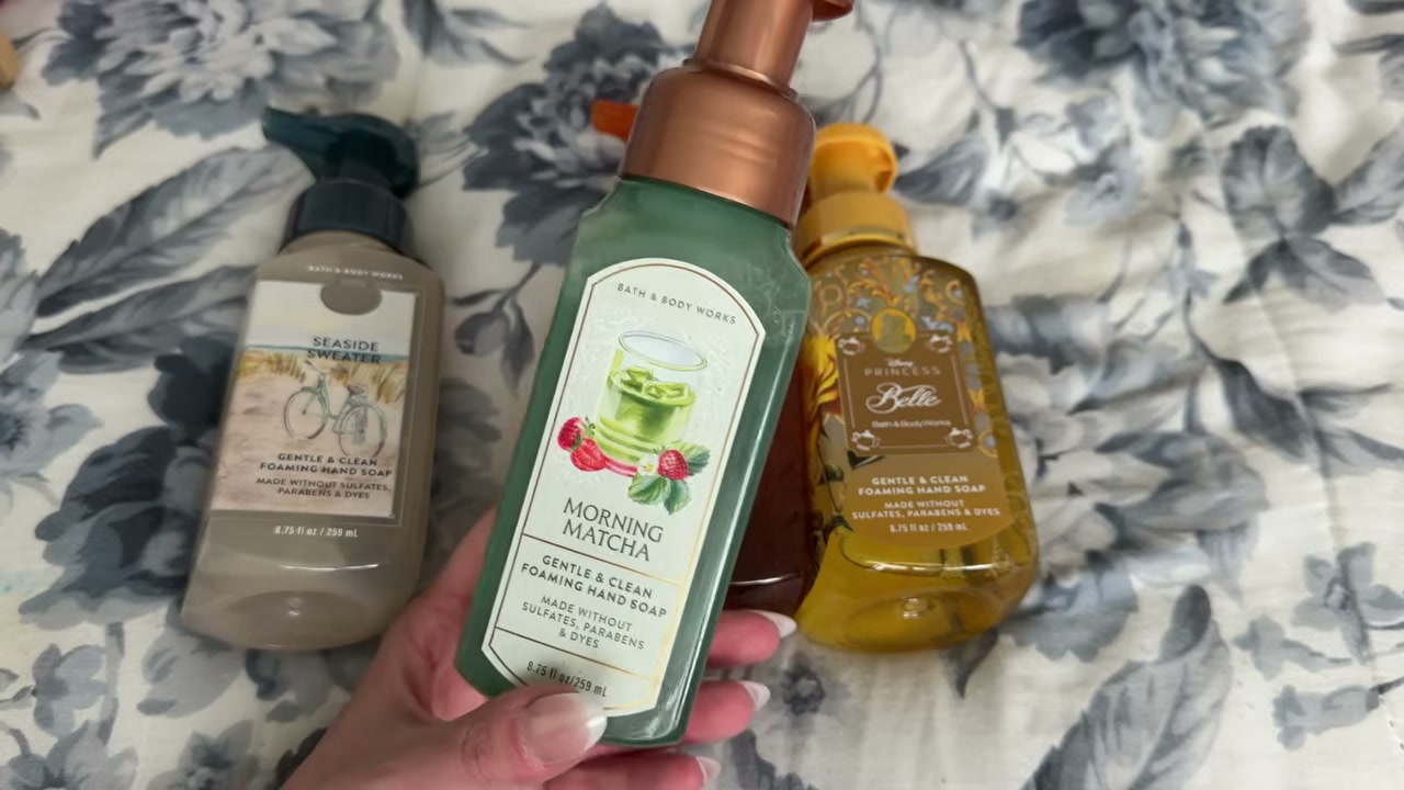 @laura.lavigne reviewing Bath & Body Works Morning Matcha Hand Soap at 11:51 in a YouTube Shorts video