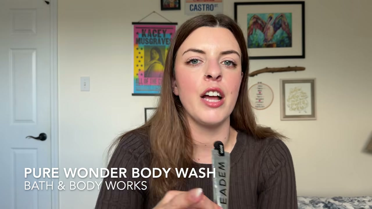 @laura.lavigne reviewing Bath & Body Works Pure Wonder Body Wash at 31:54 in a YouTube Shorts video