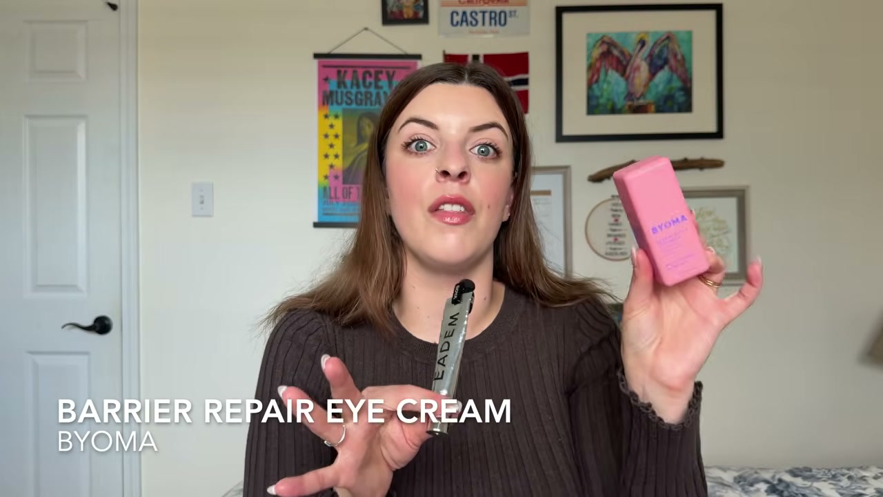 @laura.lavigne reviewing Bioma Barrier Repair Eye Cream at 27:20 in a YouTube Shorts video