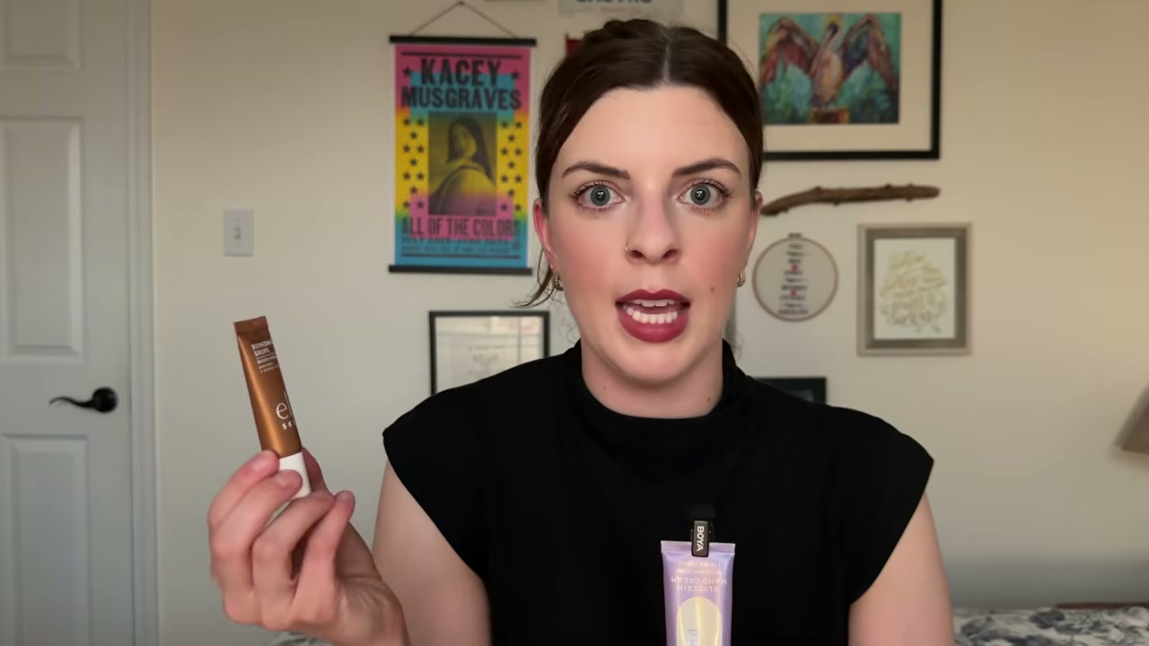 @laura.lavigne reviewing e.l.f. Cosmetics Skin Bronzing Drops at 21:57 in a YouTube Shorts video
