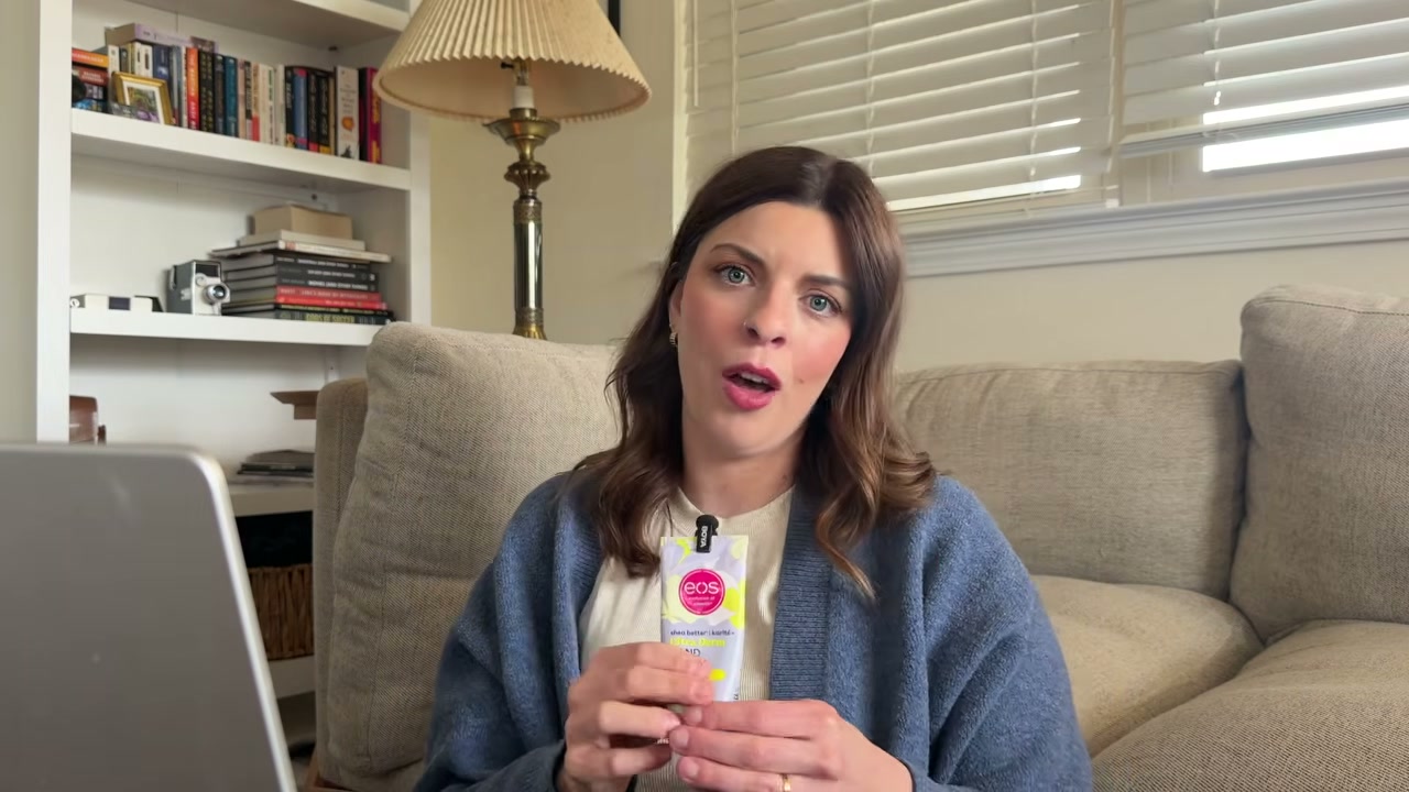 @laura.lavigne reviewing eos Shave Butter at 22:51 in a YouTube Shorts video