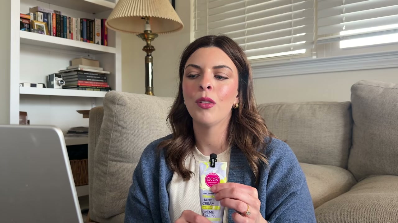 @laura.lavigne reviewing eos Shave Cream at 19:18 in a YouTube Shorts video