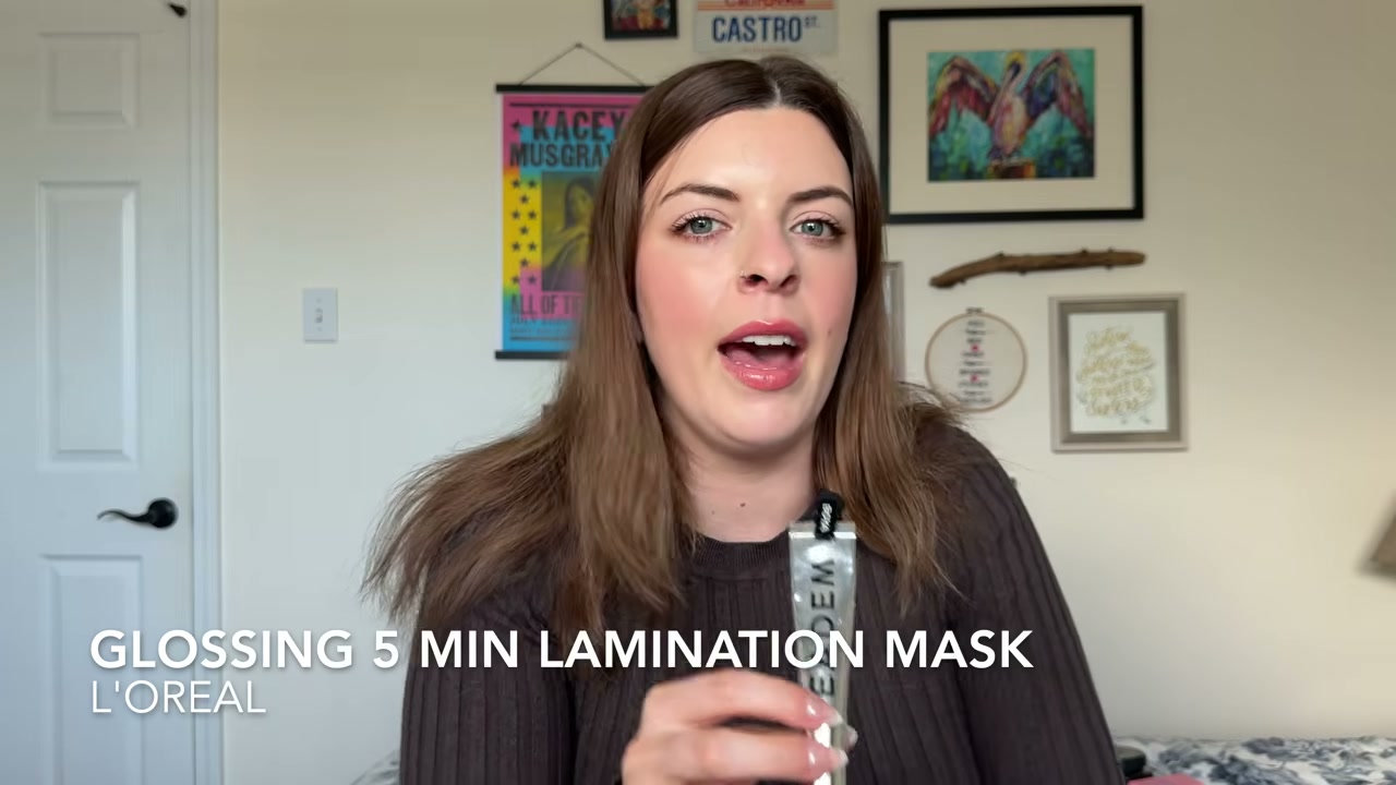 @laura.lavigne reviewing L'Oreal Paris Everpure Glossing 5-Minute Lamination Mask at 05:18 in a YouTube Shorts video