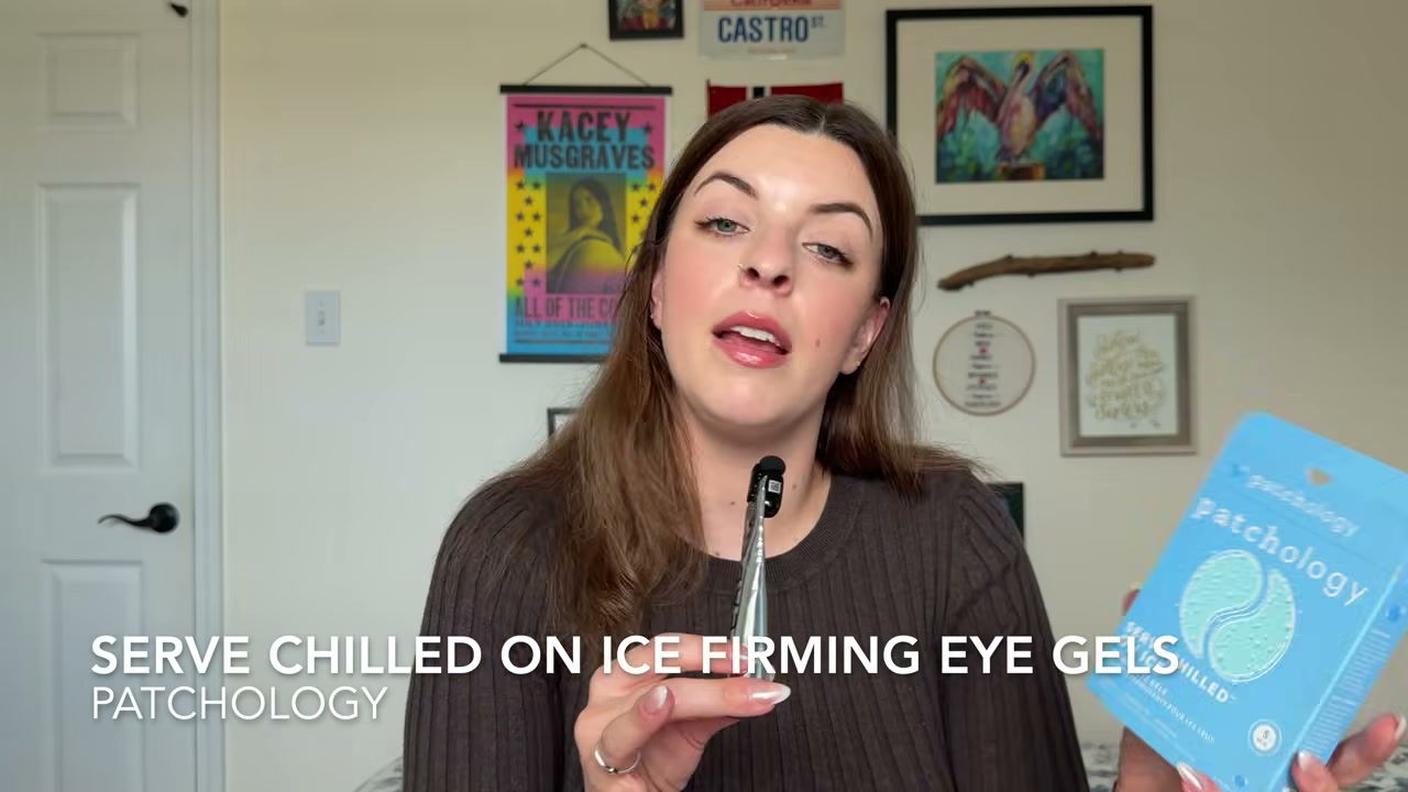 @laura.lavigne reviewing Patchology Serve Chilled on Ice Firming Eye Gels at 20:15 in a YouTube Shorts video