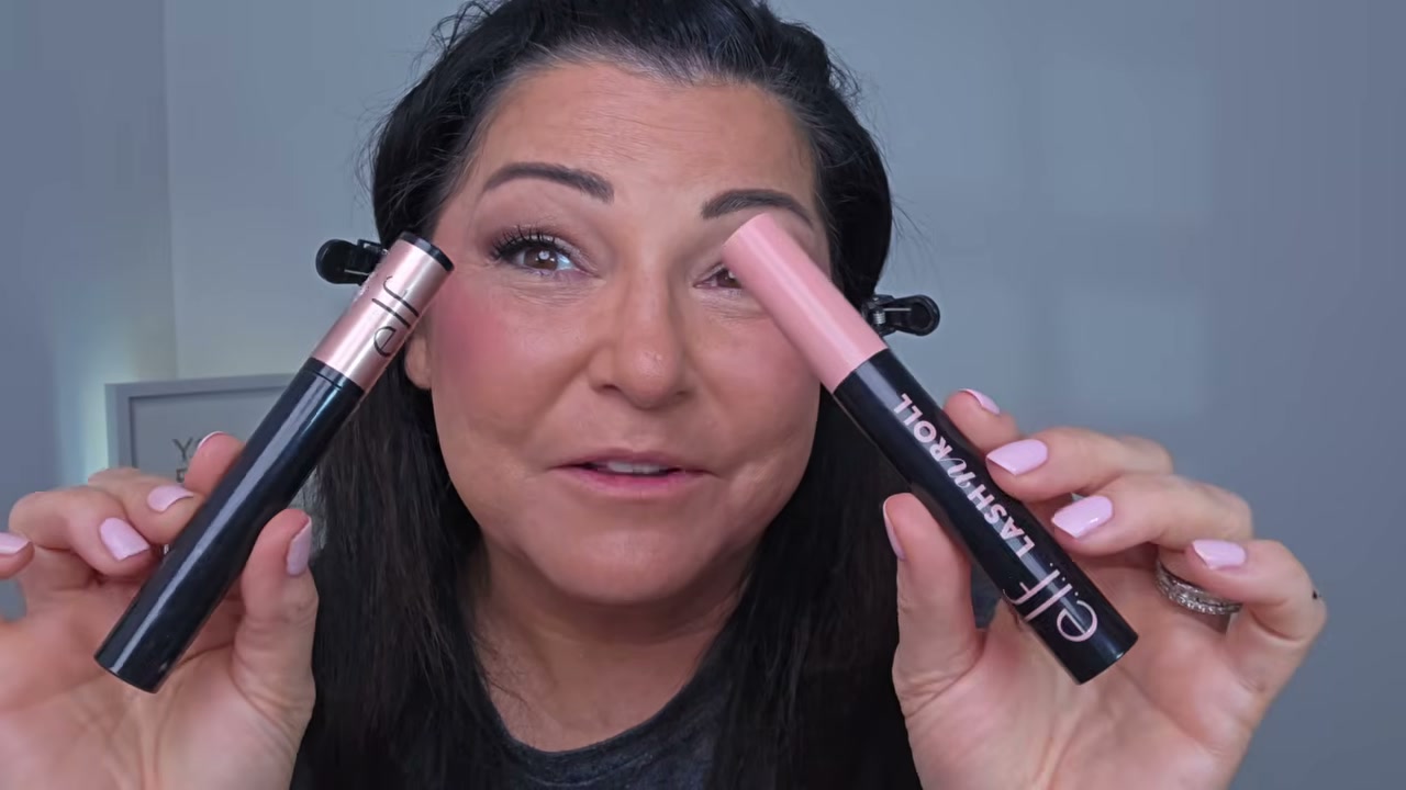 @laurafagelman reviewing e.l.f. Cosmetics Lash and Roll Mascara at 24:53 in a YouTube Shorts video