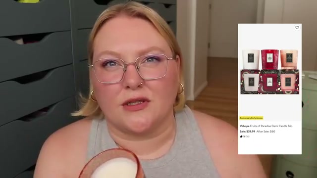 @laurenmaebeauty reviewing Voluspa Kalahari Watermelon Candle at 25:36 in a YouTube Shorts video
