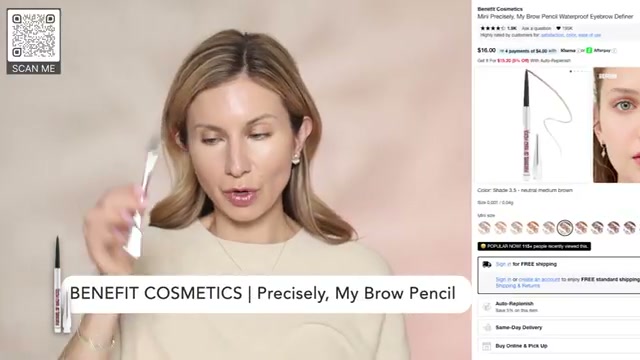 @lisajmakeup reviewing Benefit Cosmetics Precisely, My Brow Pencil at 07:07 in a YouTube Shorts video
