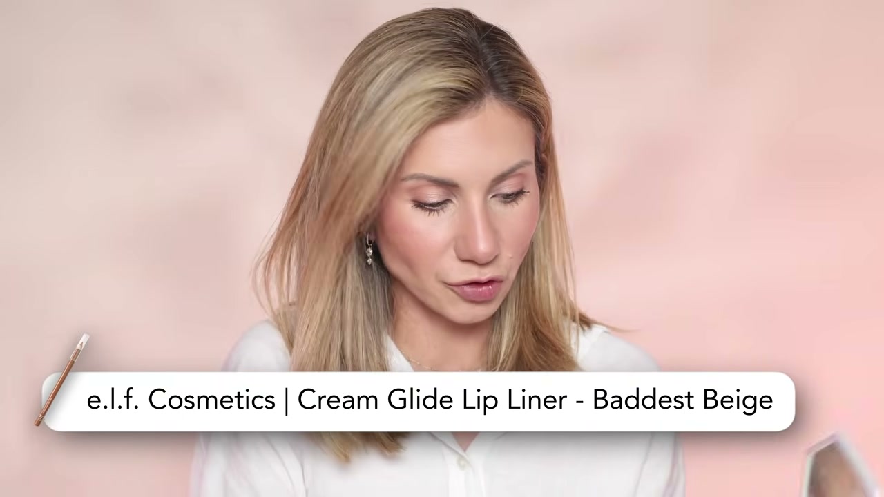 @lisajmakeup reviewing e.l.f. Cosmetics Cream Glide Lip Liner at 19:23 in a YouTube Shorts video