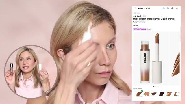 @lisajmakeup reviewing MAC Cosmetics Strobe Beam Bronzelighter at 04:38 in a YouTube Shorts video