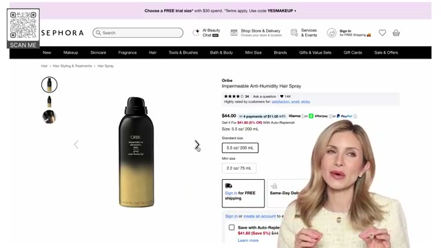 @lisajmakeup reviewing Oribe Impermeable Anti-Humidity Spray at 08:54 in a YouTube Shorts video