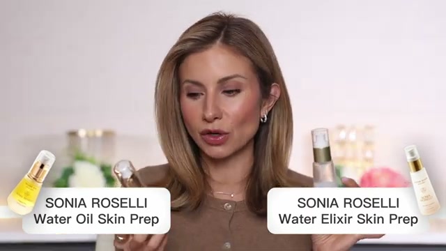 @lisajmakeup reviewing SONIA ROSELLI Water Elixir Skin Prep at 03:14 in a YouTube Shorts video