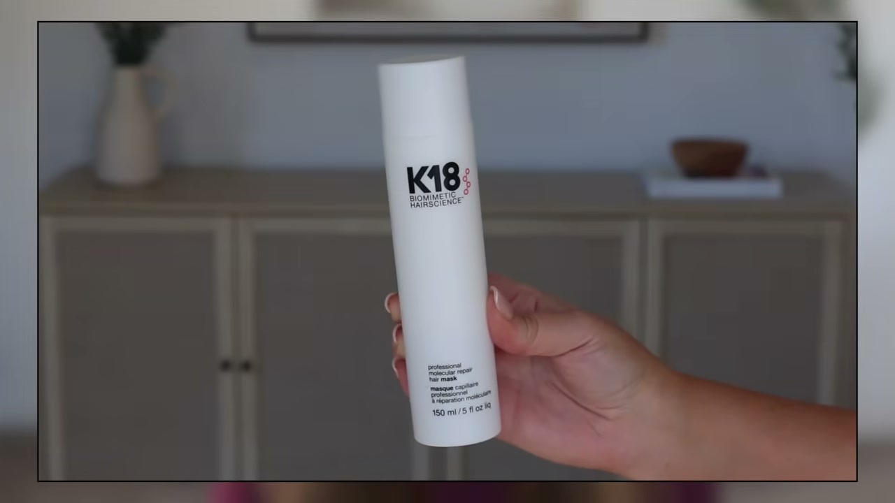 @makeupbycheryl reviewing K18 Leave-In Molecular Repair Hair Mask at 15:41 in a YouTube Shorts video