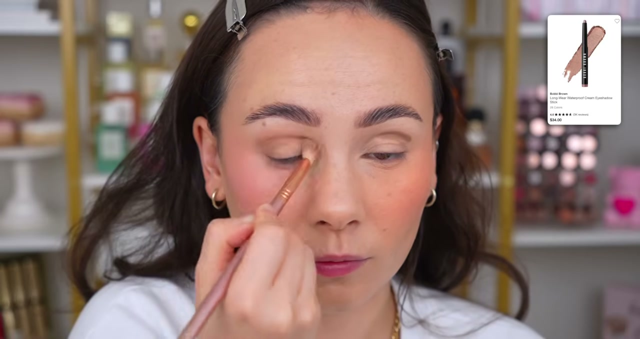 @morganturnermakeup reviewing Bobbi Brown Cream Shadow Stick at 03:47 in a YouTube Shorts video