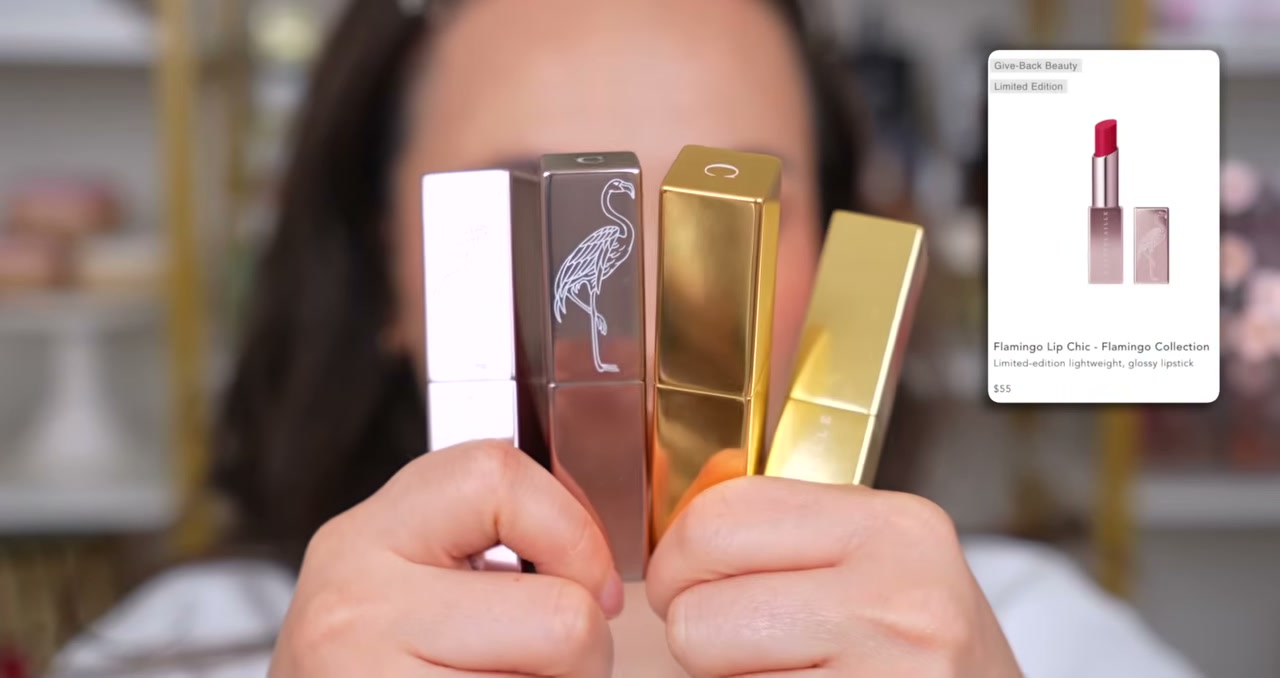 @morganturnermakeup reviewing Chantecaille Flamingo Lip Chic Colors at 12:57 in a YouTube Shorts video