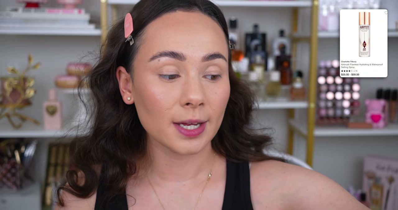 @morganturnermakeup reviewing Charlotte Tilbury Airbrush Flawless Setting Spray at 17:35 in a YouTube Shorts video