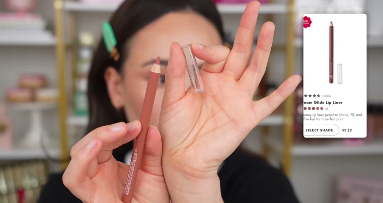 @morganturnermakeup reviewing e.l.f. Cosmetics Cream Glide Lip Liner at 10:51 in a YouTube Shorts video