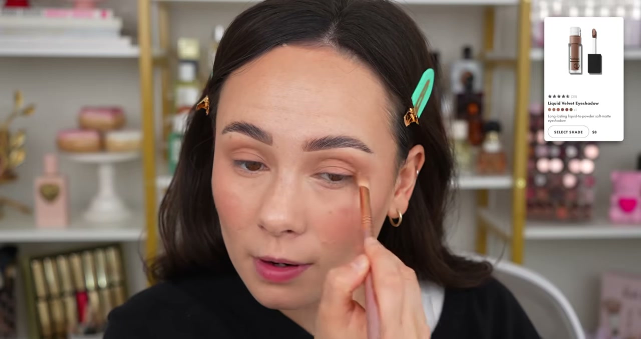 @morganturnermakeup reviewing e.l.f. Cosmetics Liquid Velvet Eyeshadow at 10:36 in a YouTube Shorts video