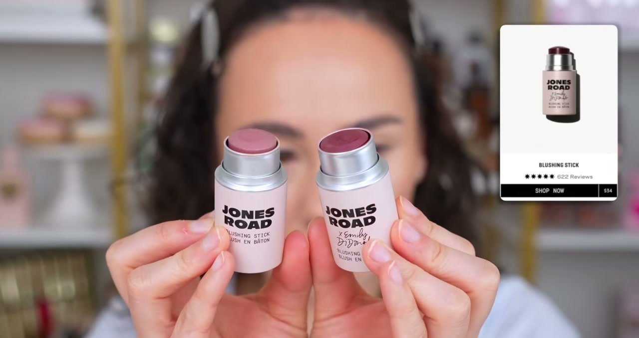 @morganturnermakeup reviewing Jones Road Beauty Blushing Stick at 10:20 in a YouTube Shorts video