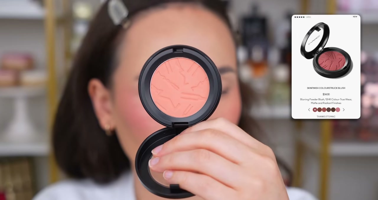 @morganturnermakeup reviewing MAC Cosmetics Skinfinish Colourstruck Blush at 17:43 in a YouTube Shorts video