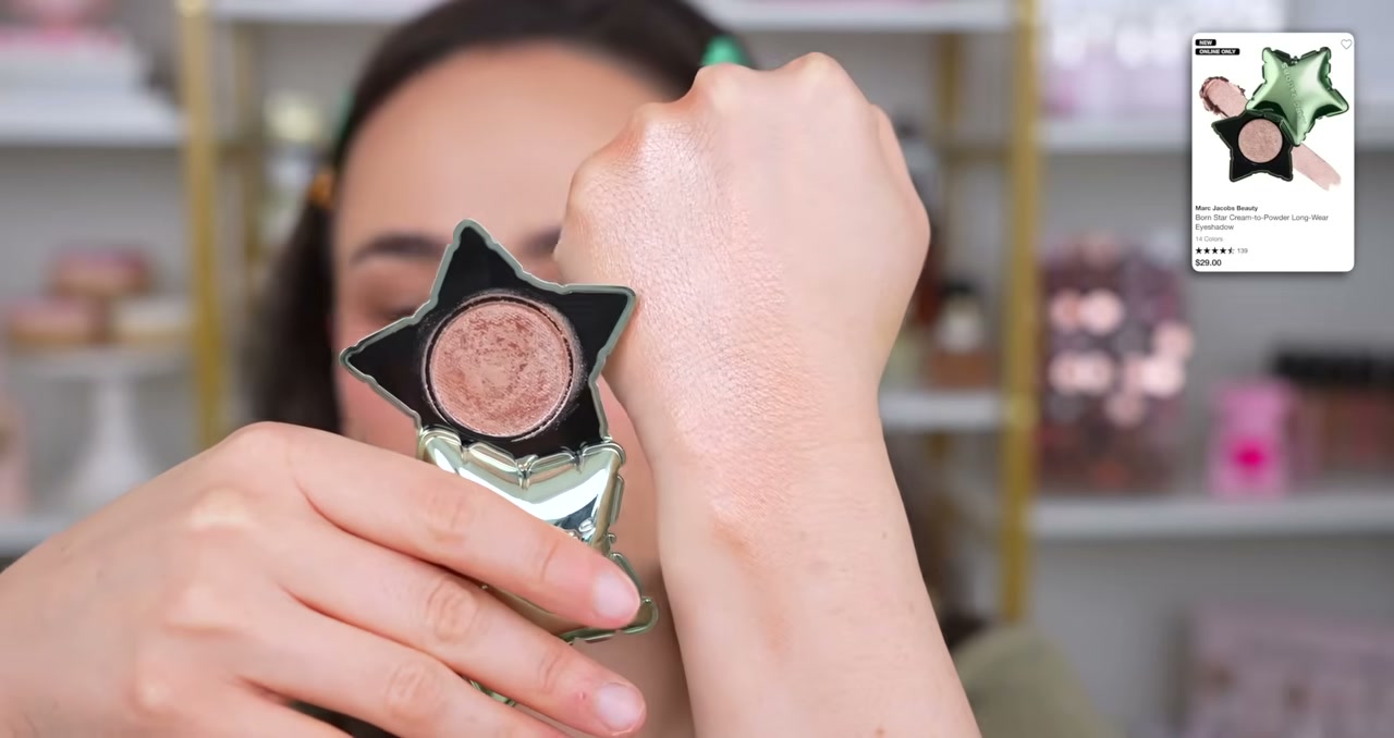 @morganturnermakeup reviewing Marc Jacobs Born Star Eyeshadow at 09:12 in a YouTube Shorts video