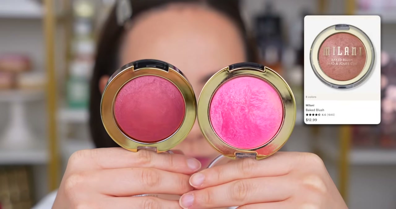 @morganturnermakeup reviewing Milani Baked Blush at 16:46 in a YouTube Shorts video